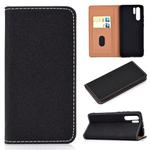 For Huawei P30 Pro Solid Color Frosted Magnetic Horizontal Flip Leather Case with Card Slots & Holder(Black)