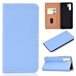 For Huawei P30 Pro Solid Color Frosted Magnetic Horizontal Flip Leather Case with Card Slots & Holder(Blue)