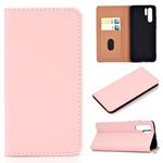 For Huawei P30 Pro Solid Color Frosted Magnetic Horizontal Flip Leather Case with Card Slots & Holder(Pink)