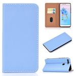 For Huawei Honor 7A Solid Color Frosted Magnetic Horizontal Flip Leather Case with Card Slots & Holder(Blue)