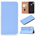 For Huawei P Smart(2019) Solid Color Frosted Magnetic Horizontal Flip Leather Case with Card Slots & Holder(Blue)