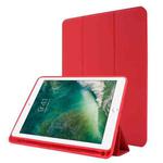 Skin Feel Pen Holder Tri-fold Tablet Leather Case For iPad Air 2 / Air / 9.7 2018 / 9.7 2017(Red)