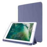 Skin Feel Pen Holder Tri-fold Tablet Leather Case For iPad Air 2 / Air / 9.7 2018 / 9.7 2017(Lavender)