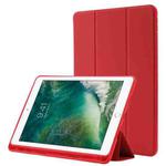 Skin Feel Pen Holder Tri-fold Tablet Leather Case For iPad 10.2 2019 / iPad 10.2 2020 / iPad Air 3 / iPad Pro 10.5(Red)