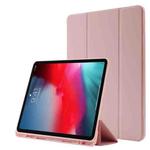 Skin Feel Pen Holder Tri-fold Tablet Leather Case For iPad Pro 11 2022 / 2021 / 2020 / 2018(Pink)
