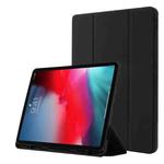 Skin Feel Pen Holder Tri-fold Tablet Leather Case For iPad Pro 12.9 2022 / 2021 / 2020 / 2018(Black)