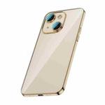 For iPhone 14 Glass Lens Protection PC Electroplating Phone Case(Gold)