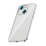 For iPhone 14 Glass Lens Protection PC Electroplating Phone Case(Silver)