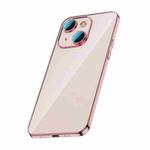 For iPhone 14 Glass Lens Protection PC Electroplating Phone Case(Rose Gold)