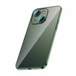 For iPhone 14 Glass Lens Protection PC Electroplating Phone Case(Dark Green)