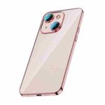 For iPhone 14 Plus Glass Lens Protection PC Electroplating Phone Case(Rose Gold)