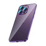 For iPhone 14 Pro Glass Lens Protection PC Electroplating Phone Case(Dark Purple)