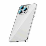 For iPhone 14 Pro Max Glass Lens Protection PC Electroplating Phone Case(Silver)