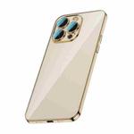 For iPhone 13 Pro Max Glass Lens Protection PC Electroplating Phone Case(Gold)