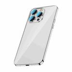 For iPhone 13 Pro Max Glass Lens Protection PC Electroplating Phone Case(Silver)