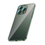For iPhone 13 Pro Max Glass Lens Protection PC Electroplating Phone Case(Dark Green)