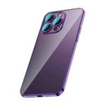 For iPhone 13 Pro Max Glass Lens Protection PC Electroplating Phone Case(Dark Purple)