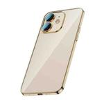 For iPhone 12 Glass Lens Protection PC Electroplating Phone Case(Gold)