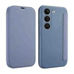 For Samsung Galaxy S23 5G Imitate Liquid Skin Feel Leather Phone Case with Card Slots(Lavender Grey)