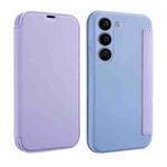 For Samsung Galaxy S23 5G Imitate Liquid Skin Feel Leather Phone Case with Card Slots(Light Purple)