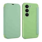 For Samsung Galaxy S23 5G Imitate Liquid Skin Feel Leather Phone Case with Card Slots(Matcha Green)