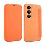 For Samsung Galaxy S23 5G Imitate Liquid Skin Feel Leather Phone Case with Card Slots(Orange)