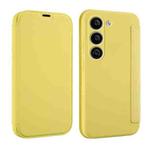 For Samsung Galaxy S23 5G Imitate Liquid Skin Feel Leather Phone Case with Card Slots(Yellow)