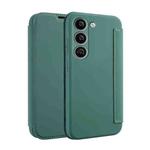For Samsung Galaxy S23+ 5G Imitate Liquid Skin Feel Leather Phone Case with Card Slots(Dark Green)