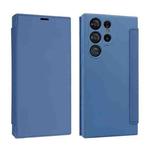 For Samsung Galaxy S23 Ultra 5G Imitate Liquid Skin Feel Leather Phone Case with Card Slots(Blue)