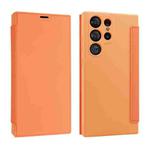 For Samsung Galaxy S23 Ultra 5G Imitate Liquid Skin Feel Leather Phone Case with Card Slots(Orange)