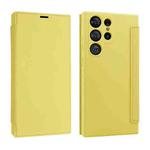 For Samsung Galaxy S23 Ultra 5G Imitate Liquid Skin Feel Leather Phone Case with Card Slots(Yellow)