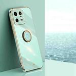 For Xiaomi 13 XINLI Straight Edge 6D Electroplate TPU Phone Case with Ring Holder(Mint Green)