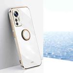 For Xiaomi 12T Pro XINLI Straight Edge 6D Electroplate TPU Phone Case with Ring Holder(White)