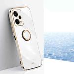 For Xiaomi Redmi Note 12 Pro+ China XINLI Straight Edge 6D Electroplate TPU Phone Case with Ring Holder(White)
