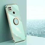 For Xiaomi Redmi 10A XINLI Straight Edge 6D Electroplate TPU Phone Case with Ring Holder(Mint Green)