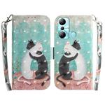 For Infinix Hot 20i 3D Colored Horizontal Flip Leather Phone Case(Black White Cat)