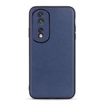 For Honor 80 Accurate Hole Lambskin Texture Genuine Leather Phone Case(Blue)