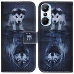 For Infinix Hot 20s Coloured Drawing Flip Leather Phone Case(Wolf and Dog)