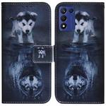 For Realme Q3S / Q3T / 9 SE / 9 5G Speed Coloured Drawing Flip Leather Phone Case(Wolf and Dog)