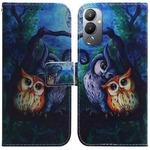 For Tecno Pova 4 Coloured Drawing Flip Leather Phone Case(Oil Painting Owl)
