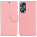 For Infinix Hot 20 Skin Feel Pure Color Flip Leather Phone Case(Pink)