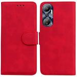 For Infinix Hot 20 Skin Feel Pure Color Flip Leather Phone Case(Red)