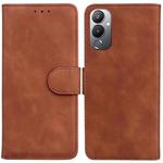 For Tecno Pova 4 Skin Feel Pure Color Flip Leather Phone Case(Brown)