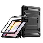 For iPad Pro 11 2022/2021/2020/2018 Explorer Tablet Protective Case with Pen Slot(Black)