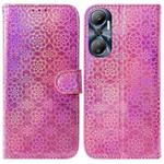 For Infinix Hot 20 Colorful Magnetic Buckle Leather Phone Case(Pink)