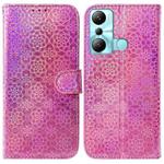 For Infinix Hot 20i Colorful Magnetic Buckle Leather Phone Case(Pink)