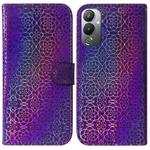 For Tecno Pova 4 Colorful Magnetic Buckle Leather Phone Case(Purple)