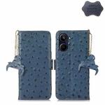 For Realme 10 4G Ostrich Pattern Genuine Leather RFID Phone Case(Blue)