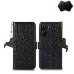 For Realme 10 4G Ostrich Pattern Genuine Leather RFID Phone Case(Black)