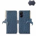 For Realme 10 Pro 5G Ostrich Pattern Genuine Leather RFID Phone Case(Blue)